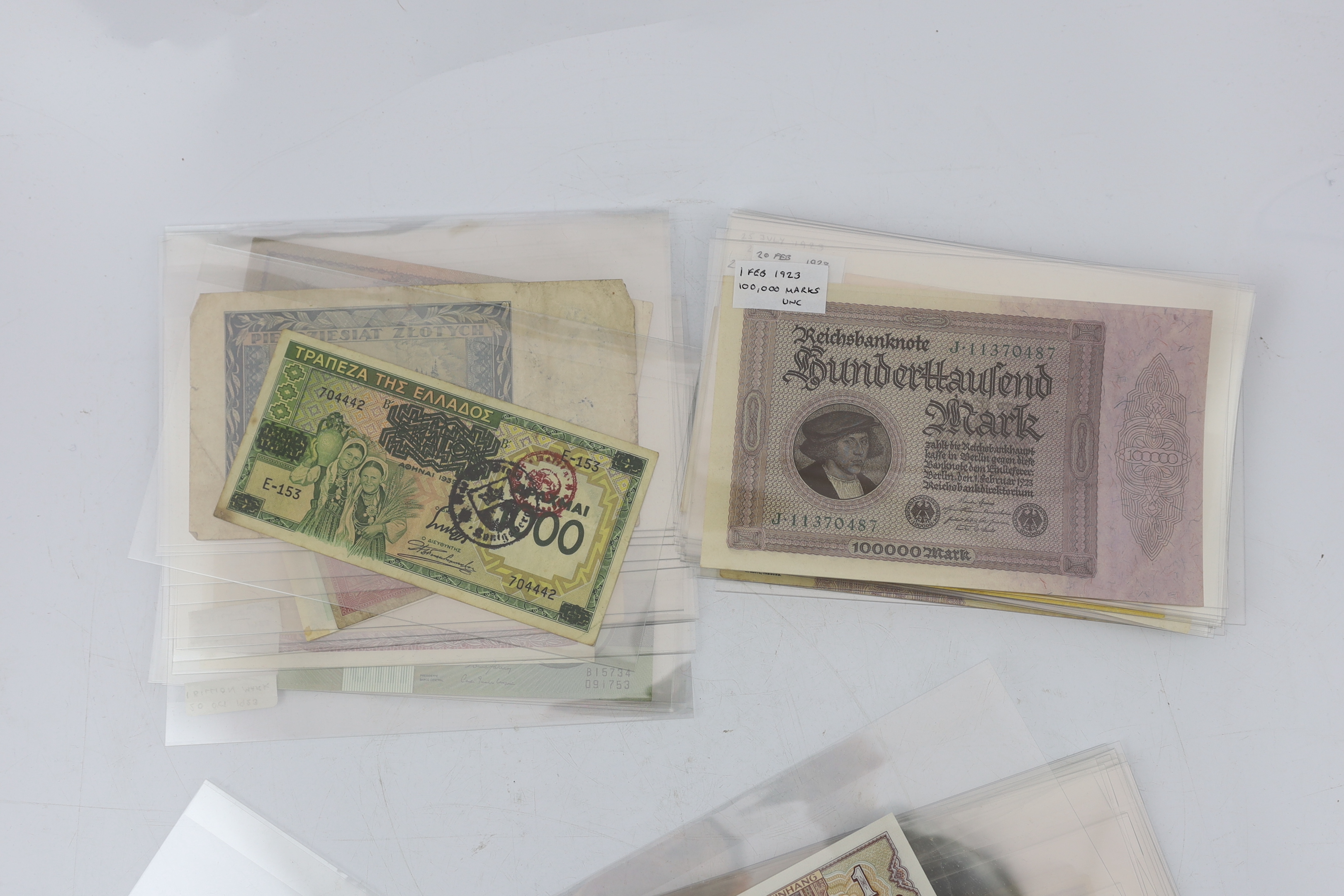 World Bank notes, 1920s-1940s to include German Reichsbank notes, inflationary period, World War II allied military zone bank notes, Belgium, Poland, Greece etc.